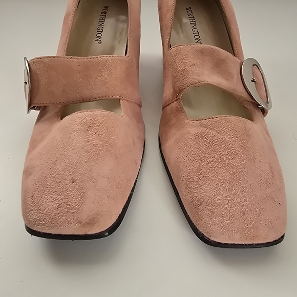Worthington Blush Pink Leather Mary Jane Block Heel Pumps Retro Style Size 6.5 - Picture 5 of 16